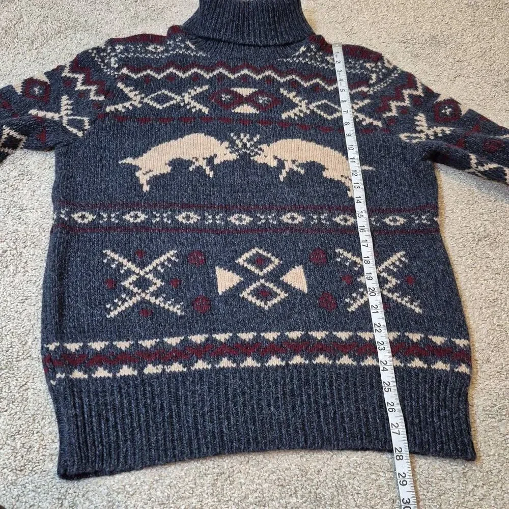 Polo by Ralph Lauren Men's Blue Fair Isle-Knit Wool Cashmere Sweater Size L